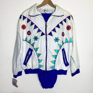 NWT VINTAGE Track Suite Janeve 1980s Southwestern Embroidered Women’s Size PL